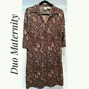 Paisley Maternity Dress Brown Black Size Medium